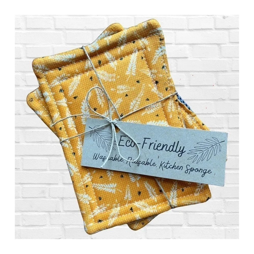 Eco Friendly Floral Kitchen Sponges Scouring Pad 100% Cotton Cottagecore Decor